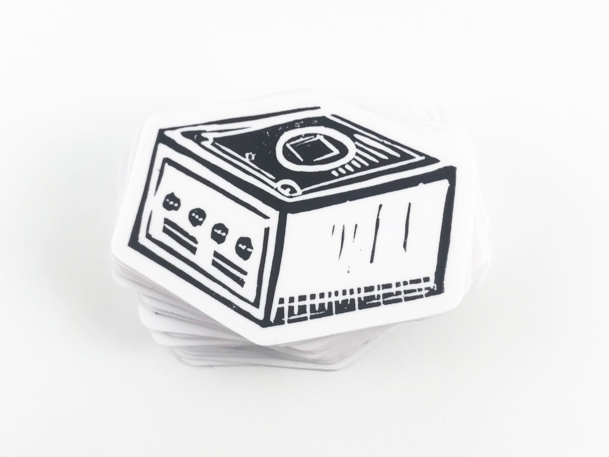 Game Cube Linocut Sticker